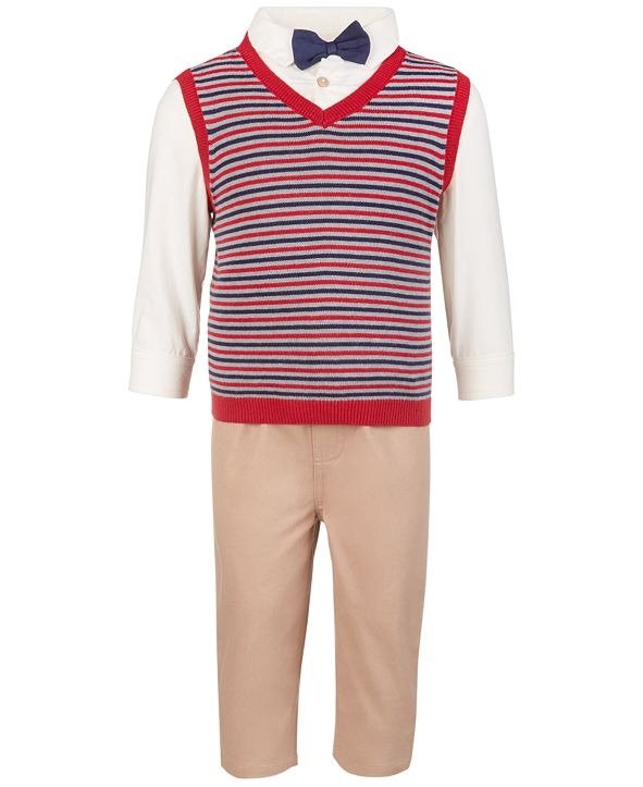Baby Boys 4-Piece Sweater Vest, Shirt, Pants and Bowtie Set, Created for Macy's