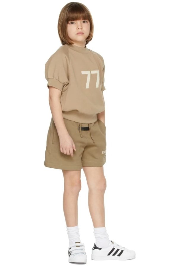 Kids Tan Fleece Shorts