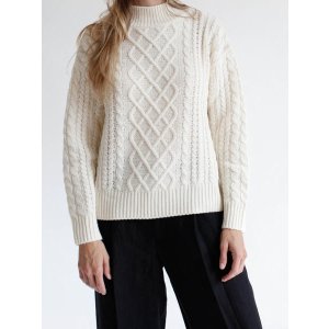 FRAME Long-Sleeve Cable Sweater, Calico @ Neiman Marcus