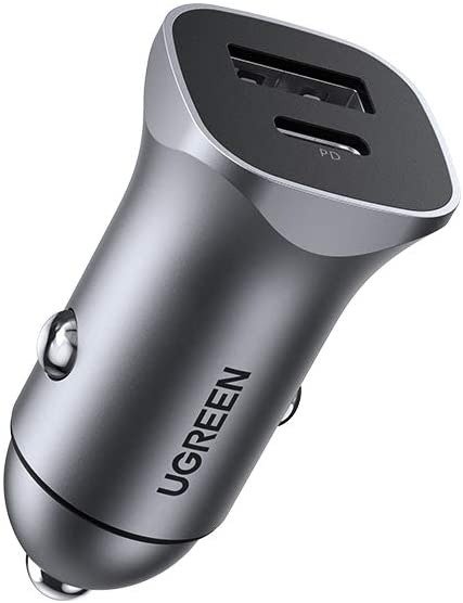 PD Fast Car Charger, 18W USB C and USB A Dual Ports