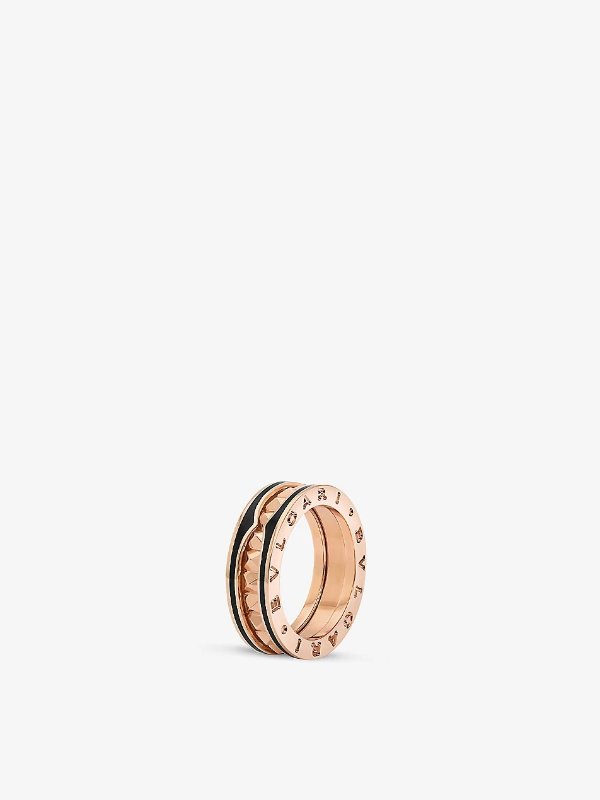 B.zero1 18ct rose-gold and ceramic ring