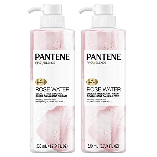 , Shampoo and Sulfate Free Conditioner Kit, Paraben and Dye Free, Pro-V Blends, Soothing Rose Water, 17.9 fl oz, Twin Pack