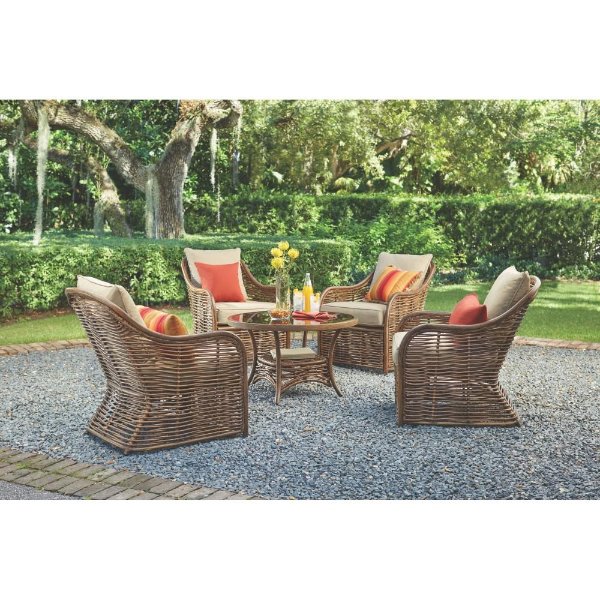 Port Elizabeth 5-Piece All-Weathered Metal Patio Conversation Set with Brown Cushions