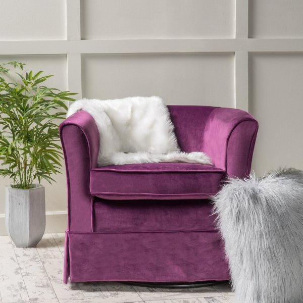 GDF Studio Rischa Fushsia New Velvet Swivel Chair With Loose Cover - Contemporary - Armchairs And Accent Chairs - by GDFStudio