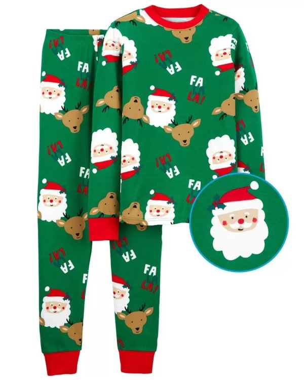 Adult 2-Piece Adult Santa 100% Snug Fit Cotton PJs