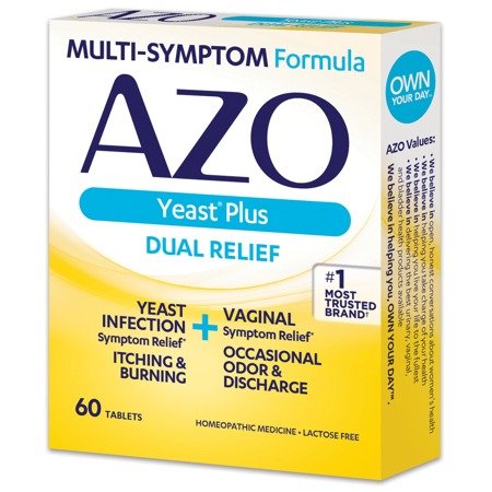 AZO Yeast Plus Infection & Vaginal Symptom Relief Tablets, 60 Ct