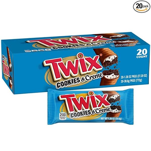 Cookies & Creme Chocolate Cookie Bar Candy, 1.36-Ounce (Pack Of 20)