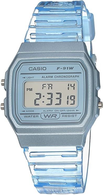 Quartz Watch with Resin Strap, Blue, 20 (Model: F-91WS-2CF)