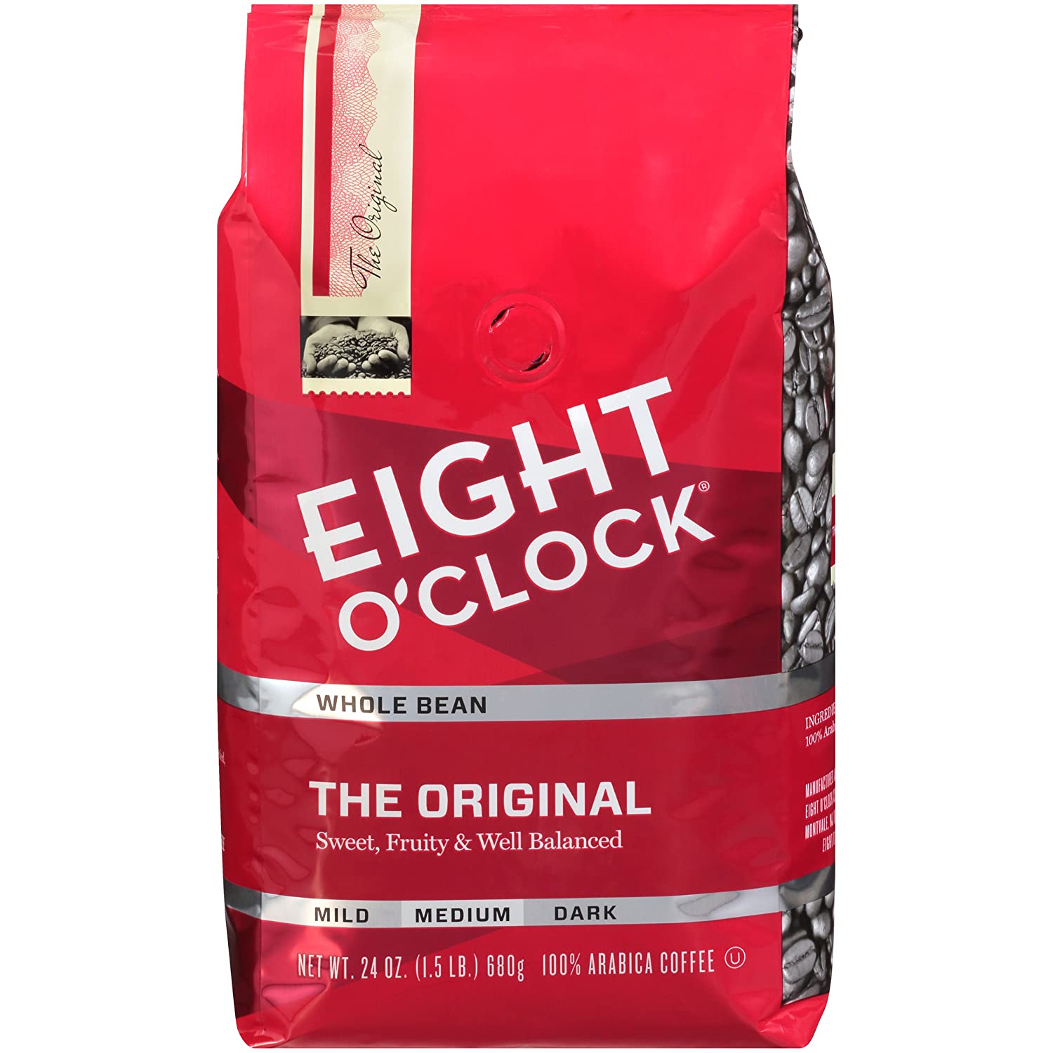 Amazon.com : Eight O'Clock Coffee 中度烘焙咖啡豆 24oz 