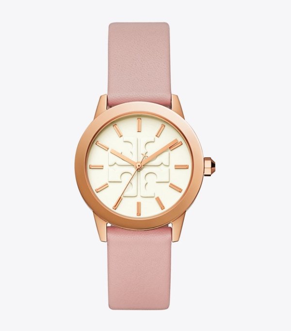 Gigi Watch, Pink Leather/Rose Gold Tone, 36 X 42 Mm