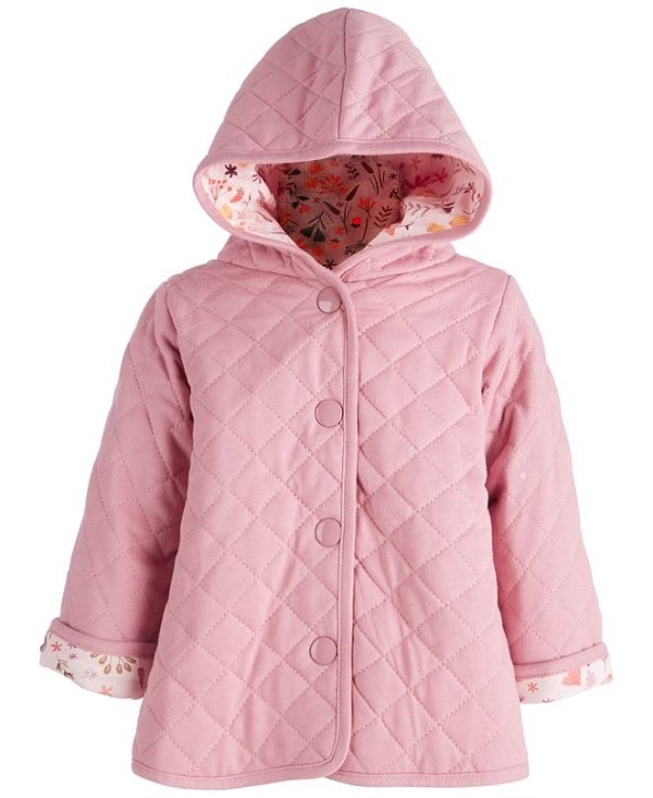 Baby Girls Quilted Fox Floral Jacket, Created for Macy's