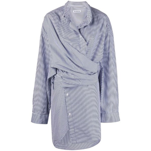Ladies Blue / White Striped Wrap Mini Dress, Brand Size 34 (US Size 0)