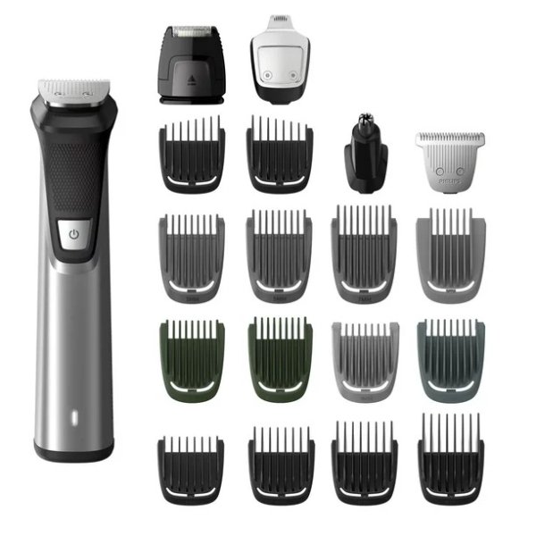 Norelco Multigroom Series 7000 23 Piece Mens Grooming Kit, Trimmer For Beard, Head, Body, and Face - No Blade Oil Needed, MG7750/49