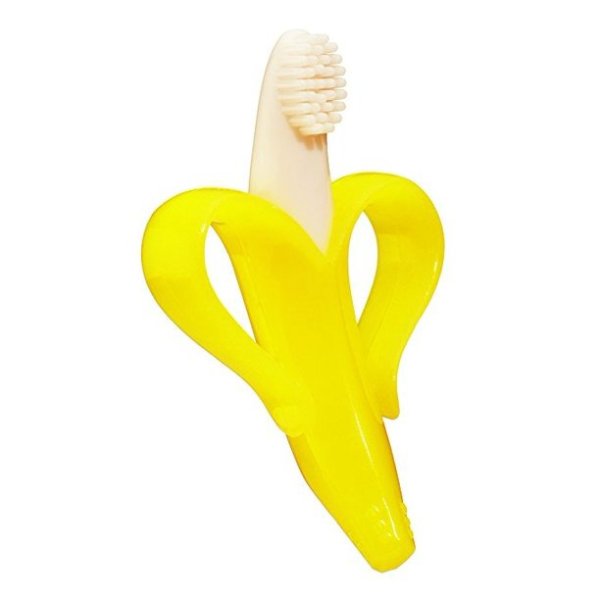 婴儿香蕉造型牙刷牙胶，黄色
