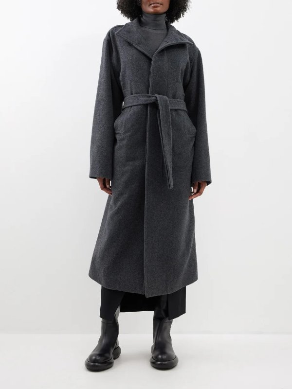 Belted wool-blend overcoat | Lemaire