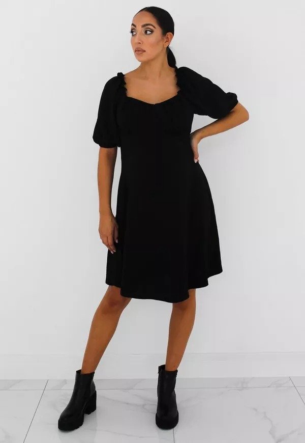 - Black Maternity Milkmaid Skater Mini Dress
