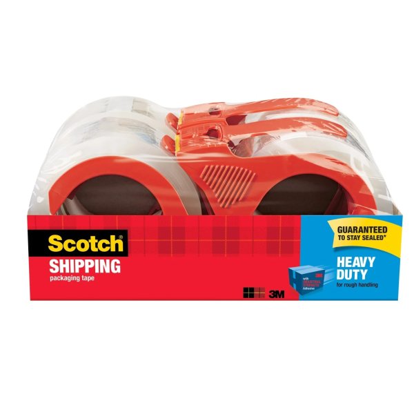 ® Heavy-Duty Shipping Packing Tape With Dispenser, 1 7/8" x 54.6 Yd., Pack Of 4 Item # 487120