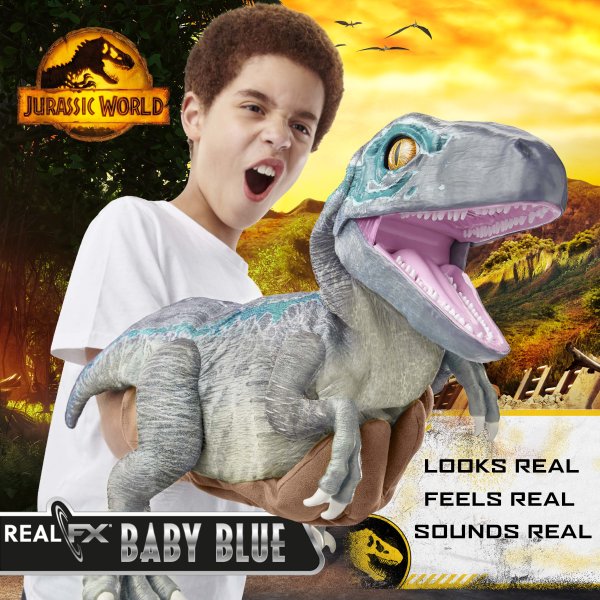 REALFX Baby Blue - Realistic Dinosaur Puppet Toy, Movements & Sounds, Ages 8+