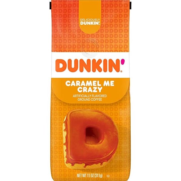 Dunkin' Caramel Me Crazy Ground Coffee, 11 Ounces (Packaging May Vary)