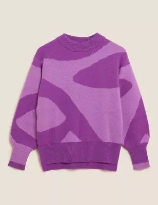 紫色羊毛混纺毛衣