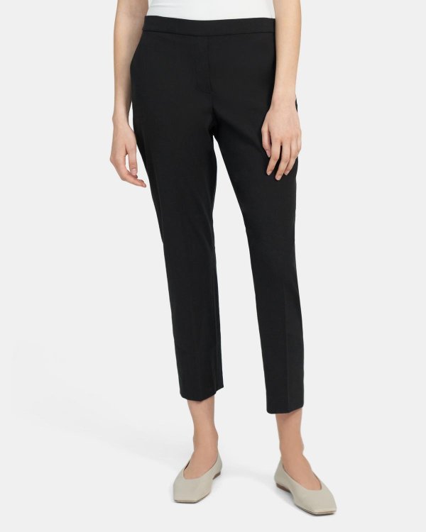 Slim Cropped Pull-On Pant in Linen