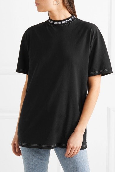 Gojina oversized intarsia-trimmed cotton-jersey T-shirt
