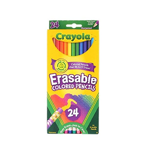 Erasable Colored Pencils, 24 Non-Toxic, Pre-Sharpened, Fully Erasable Pencils Colored Pencil Set for Adult Coloring Books or Kids 4 & Up, Great for Shading, Gradation, Line Art & More