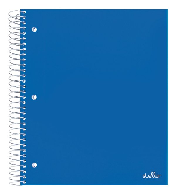 ® Brand Stellar Poly Notebook, 8-1/2" x 11", 3 Subject, Wide Ruled, 150 Sheets, Blue