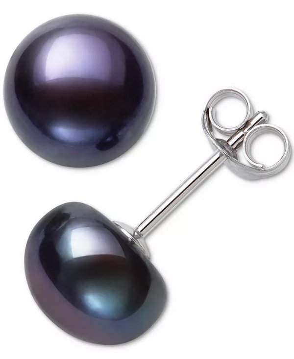 Cultured Freshwater Button Pearl (8-9mm) Stud Earrings