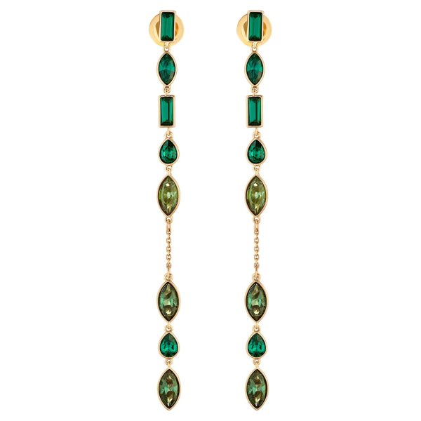 Beautiful Earth by Susan Rockefeller Pierced Earring Jackets, Long, Green, Gold-tone plated by SWAROVSKI
