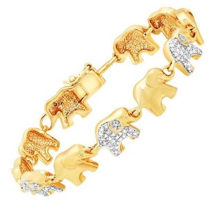 Elephant Link Bracelet with Diamond