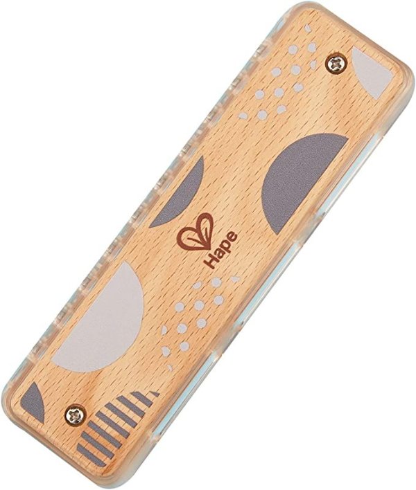Blues Harmonica | 10 Hole Wooden Musical Instrument Toy for Kids, Transparent (E8920)