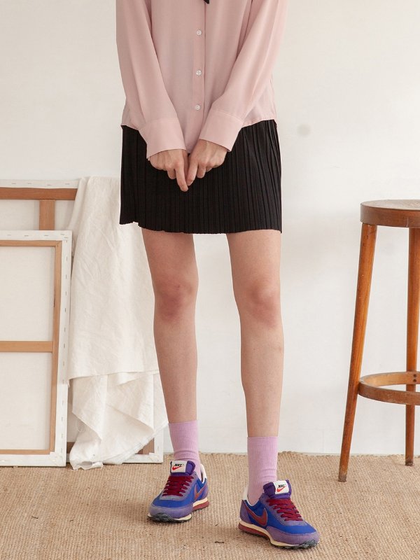 短裙 | BANDING FLARE MINI SKIRT BLACK