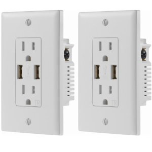 Dynex 2.4A USB Wall Outlet (2-Pack) - White