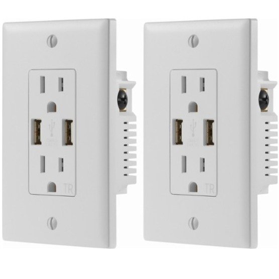 2.4A USB Wall Outlet (2-Pack) - White
