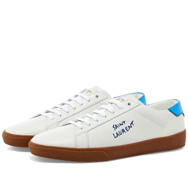 SL06 Court Leather Signature SneakerWhite, Blue & Gum