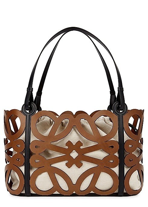 Anagram cut-out leather tote
