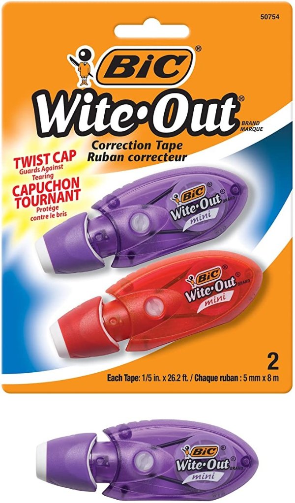 Wite-Out Brand Mini Twist Correction Tape, White, 2-Count (WOMTP21)