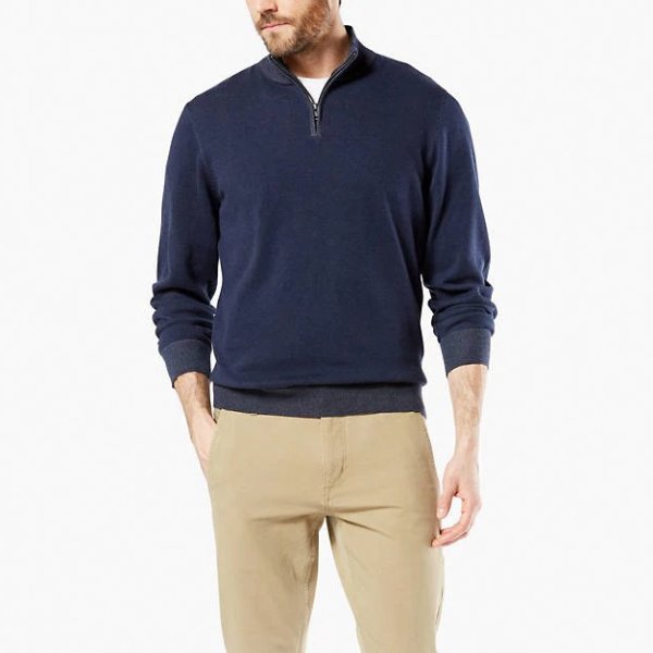 Plaited Quarter Zip Sweater