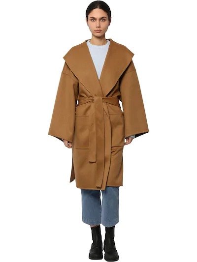 BELTED WOOL & CASHMERE CLOTH COAT