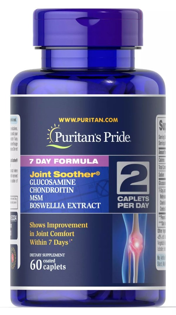 Joint Soother Glucosamine, Chondroitin, MSM, Boswellia| Puritan's Pride