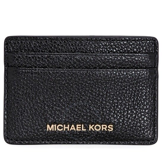 Money Pieces Leather Card Holder- Black