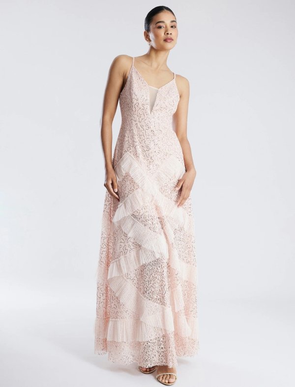 Isla Sequined Ruffle Gown | Dresses | BCBGMAXAZRIA
