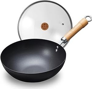 WANGYUANJI 11" Carbon Steel Wok Pan