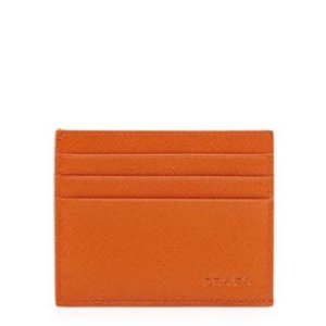 Prada Saffiano Card Case, Orange @ Neiman Marcus
