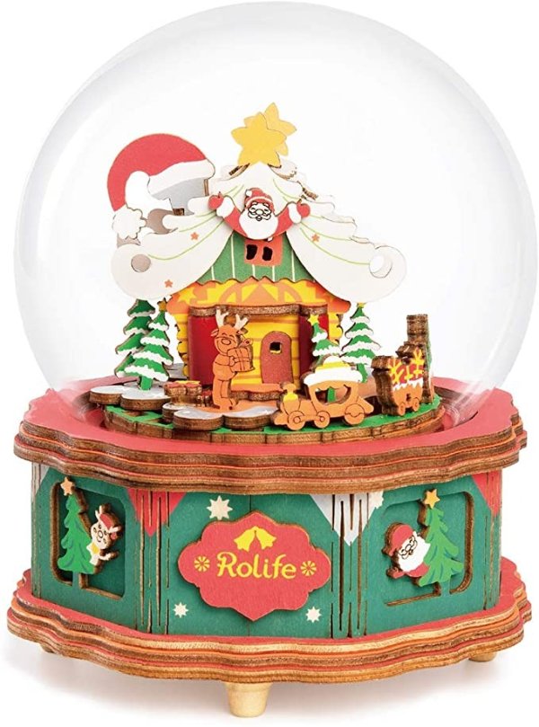 3D Wooden Puzzle DIY Music Box Crafts for Adults Birthday (Christmas Town)