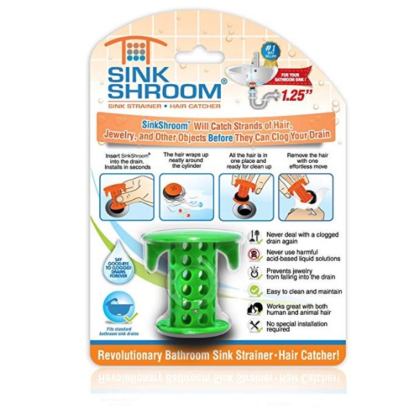 SinkShroom The Revolutionary Sink Drain Protector Hair Catcher/Strainer/Snare, Green