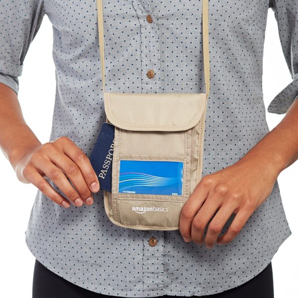 Amazon Basics RFID Travel Neck Passport Holder Wallet