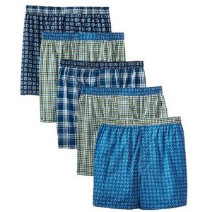 Men's Exposed Waistband Woven Boxers Shorts Underwear