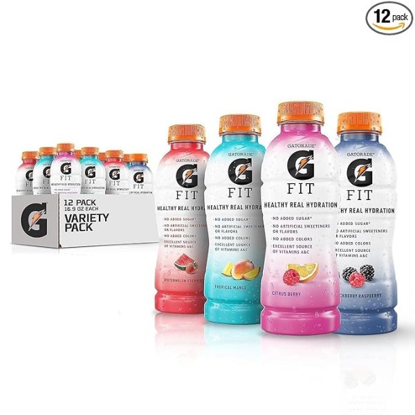 Fit Electrolyte Beverage, Healthy Real Hydration, New 2.0 4 Flavor Variety Pack, 16.9.oz Bottles (12 Pack)